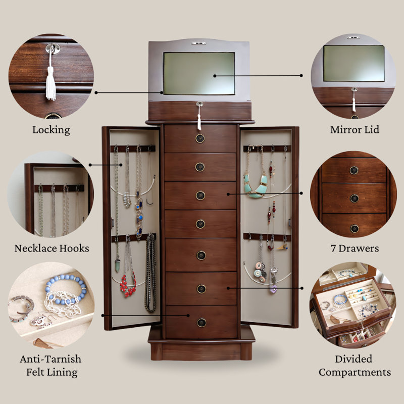 Argueta jewelry armoire with mirror alcott hill discount